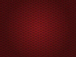 Fototapeta premium Luxury Red Japanese Pattern Background: Seamless Crimson Seigaha Ocean Wave Geometric Texture Vector Illustration with Radial Gradient for New Year and Oriental Design