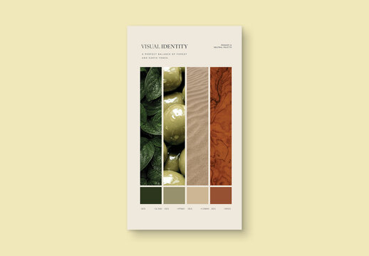 Color Palette Presentation Template For Brand Guidelines, Mood Board Deck, Swatch Card & Look Book Mockup
