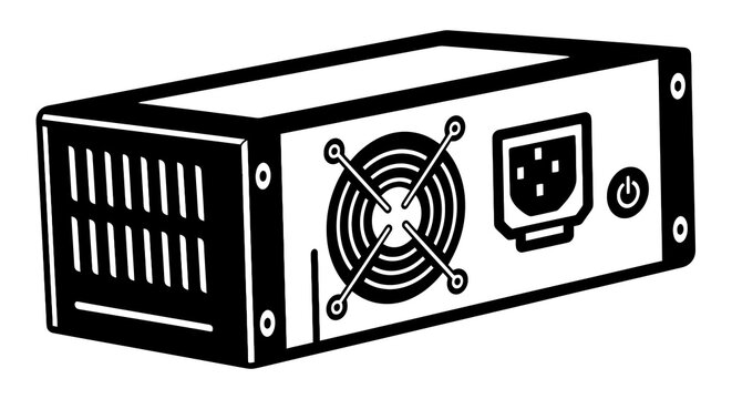 Computer Power Supply Unit Closeup.