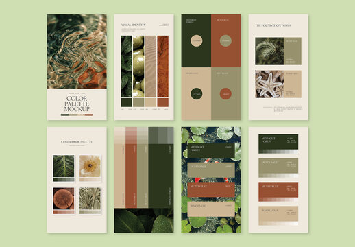 Color Palette Presentation Template For Brand Guidelines, Mood Board Deck, Swatch Card & Look Book Mockup Set