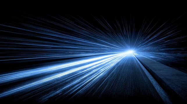 Abstract infinite perspective corridor with glowing neon white square frames inside
