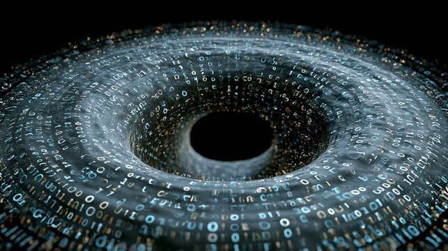 Abstract Visualization of High Speed Binary Data Transfer Vortex Particle Swirl
