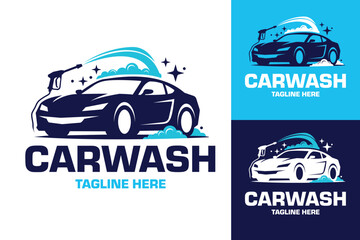 Obraz premium Illustration of car wash logo suitable for automotive business.