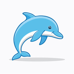 Fototapeta premium Cute cartoon dolphin jumping