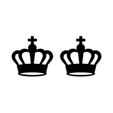 Royal crown pair line icon collection isolated black outline monarchy symbols for king queen luxury authority leadership and elegant decoration concept design