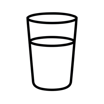 Glass of water line icon isolated minimal black outline beverage symbol for healthy drinking hydration refreshment and daily wellness concept design