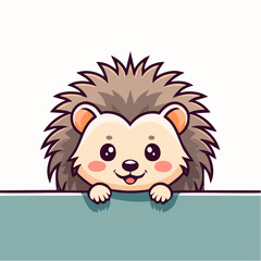 Fototapeta premium Cute Hedgehog Peeking Over a Surface