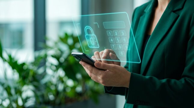 Person entering a PIN code on a smartphone for cybersecurity and mobile data protection.