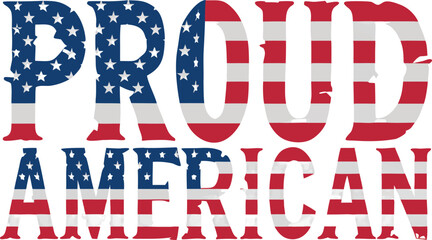 Fototapeta premium Proud american flag pattern grunge text vector illustration