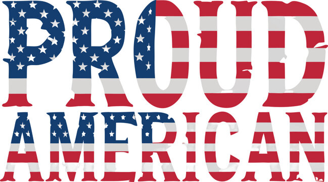 Proud american flag pattern grunge text vector illustration