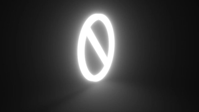 Not Approved Symbol White Color Mark Glowing and Rotating on Black Background