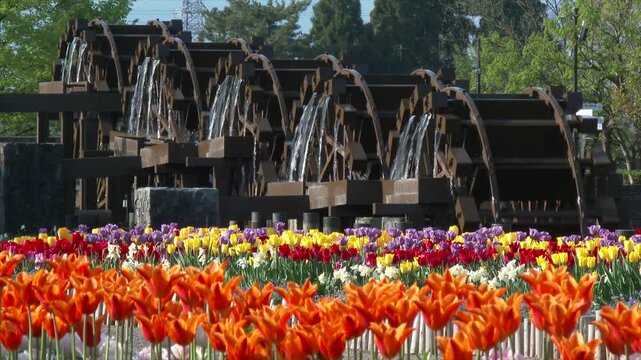 砺波チューリップ公園の五連水車