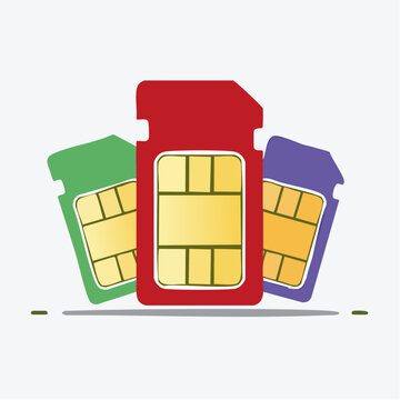 Three Colorful SIM Cards