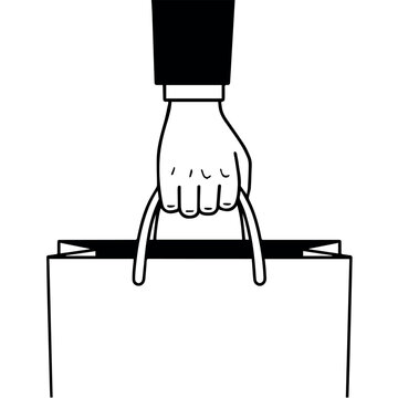 Hand placing ballot paper into voting box line icon for election process symbol isolated minimal black outline design for democracy campaign poster civic participation concept and government voting aw