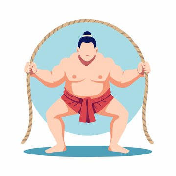 Sumo Wrestler Holding Rope