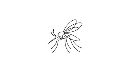 Minimalist Mosquito Line Art Icon - Insect Vector Illustration © hari