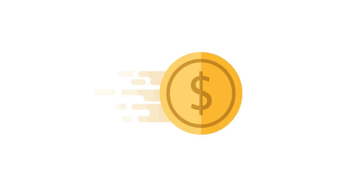 Animated dollar coin with motion blur.