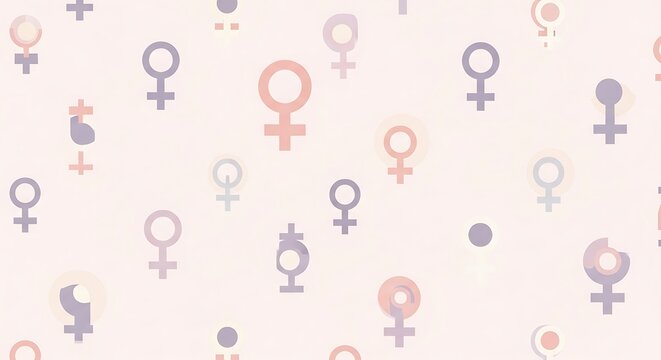 Feminine gender symbol pattern, soft pastel venus sign background, elegant female empowerment concept wallpaper for international women's day
