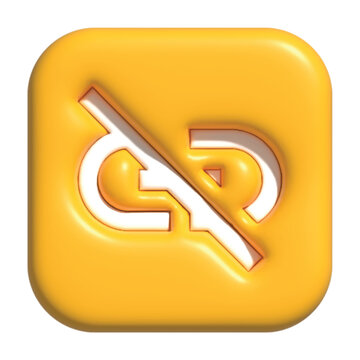 3D icon showing a broken link, symbolizing disconnection or removal of a link.
