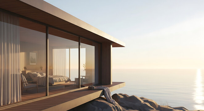 Modern coastal home ocean view