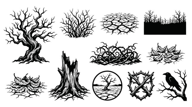 Barren Wilderness and Dead Wood Silhouette Elements