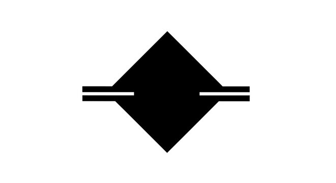 Black diamond with horizontal parallel line accents