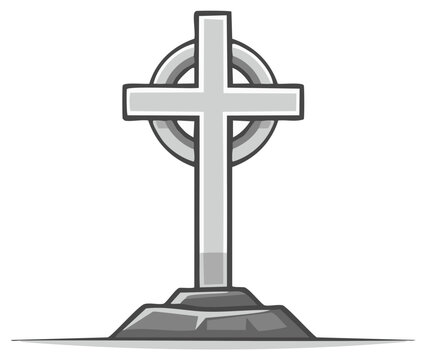 Celtic Cross Stone Grave Marker Symbol of Christian Faith and Irish Heritage
