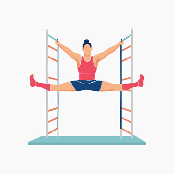 Gymnast Performing Splits on Parallel Bars
