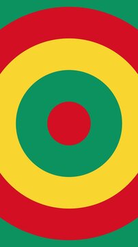 Abstract Pan-African colors concentric circles tunnel background loop for Juneteenth.