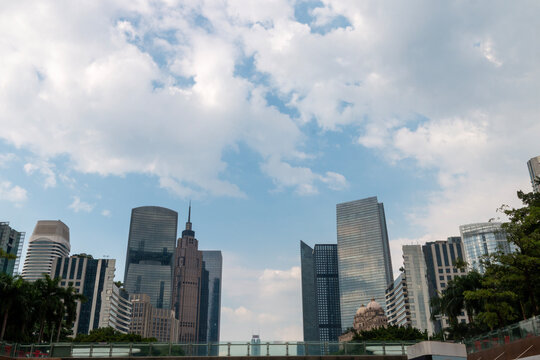 modern skyscrapers in guangzhou at dusk