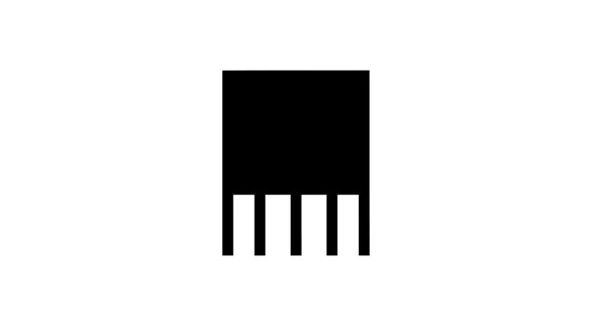 Geometric block symbol with vertical parallel legs at the bottom