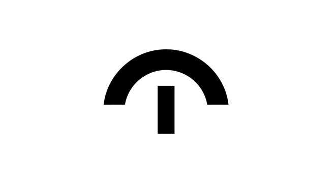 Minimalist umbrella icon in solid black silhouette