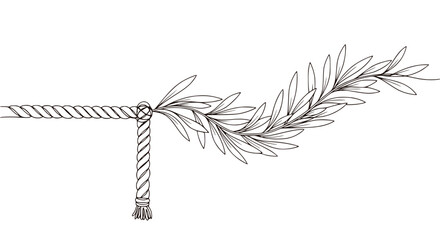 Olive branch tied to rope end. © Siap