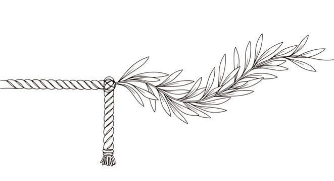 Olive branch tied to rope end.