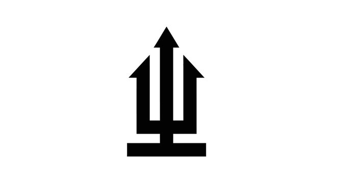 Black trident arrow icon with three points and base