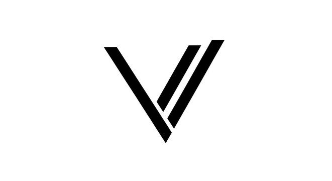 Geometric letter v logo formed by parallel lines