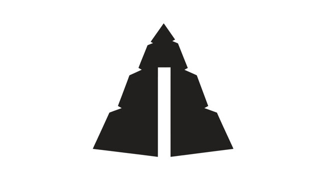 Abstract geometric spire silhouette with vertical gap