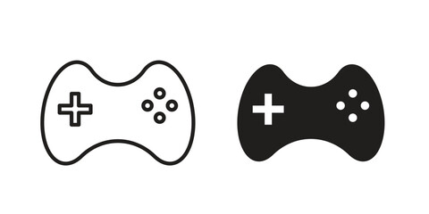Game controller icon symbol. Vector outline drawing. Editable stroke. © Haris