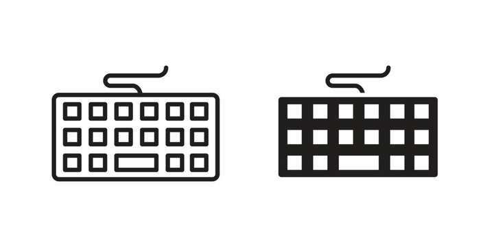 Keyboard icon symbol. Vector outline drawing. Editable stroke.