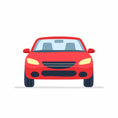 Fototapeta premium Red Car Front View Flat Design