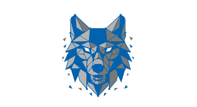 Geometric Low Poly Wolf Head Digital Illustration Artwork.
