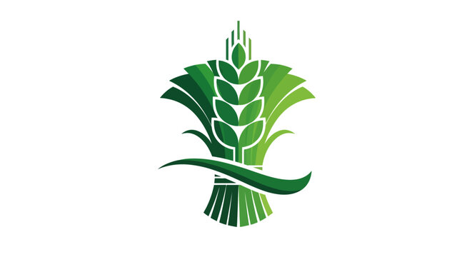 Illustrated Green Wheat Sheaf Graphic Design Element.