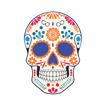 Day of the Dead Sugar Skull with Floral Decorations