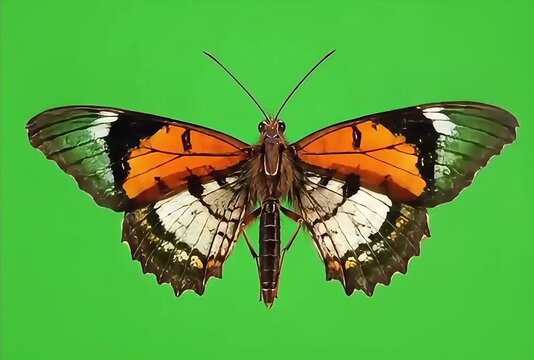 Exotic Monarch Butterfly Flapping Wings Loop on Green Screen