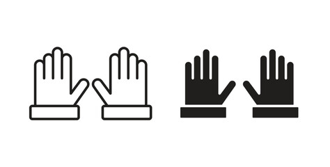Fototapeta premium Glove icon set different line and flat style collection.
