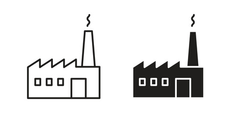 Industrial factory icon set different line and flat style collection. © jannutul