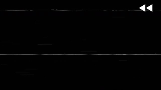 Retro VHS Rewind Glitch Animation with Analog Tape Static and Icon 4k video