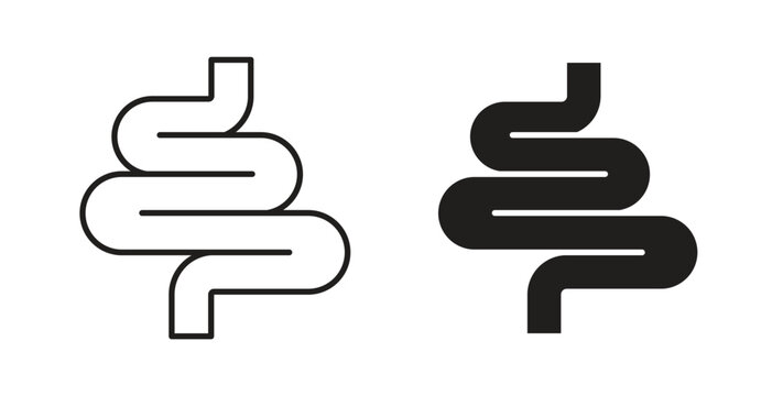 Intestines icon set different line and flat style collection.