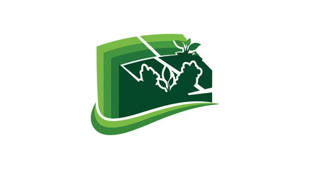 Obraz premium Green finance logo with upward stock market graph.
