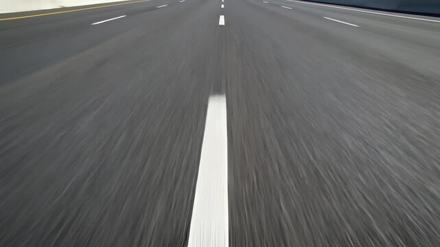 POV driving on a highway with motion blur effect.